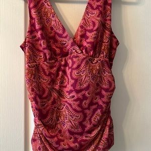 Anthropologie BRAND NEW double V-neck tank with ruched sides & back